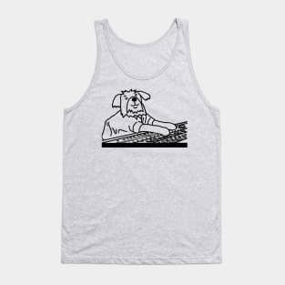 Dog in Control of the Music Mixer Line Drawing Tank Top